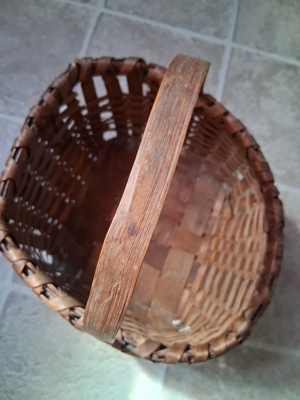 Vintage Handwoven Basket with Handle